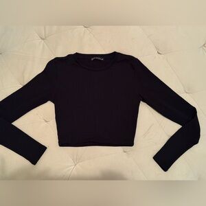 Zara Black Crop Crew Neck top
